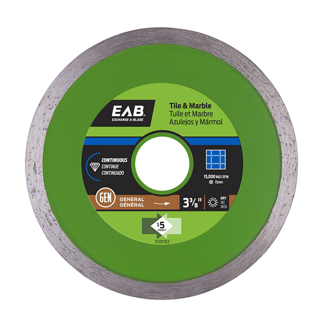 "Green Series" Continuous Diamond Blade - 3 3/8"