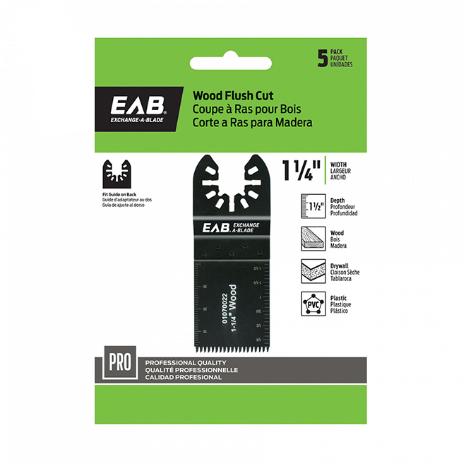 Multi-Tool Wood Flush Cut Blade - 1 1/4"- 5-Pack