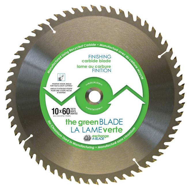 "Green Blade" Finishing Carbide Blade - 10" - 60TH