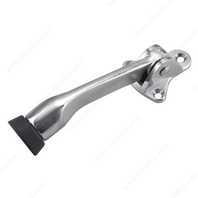 Arrêt de porte à pied de 5" en acier fini chrome brossé