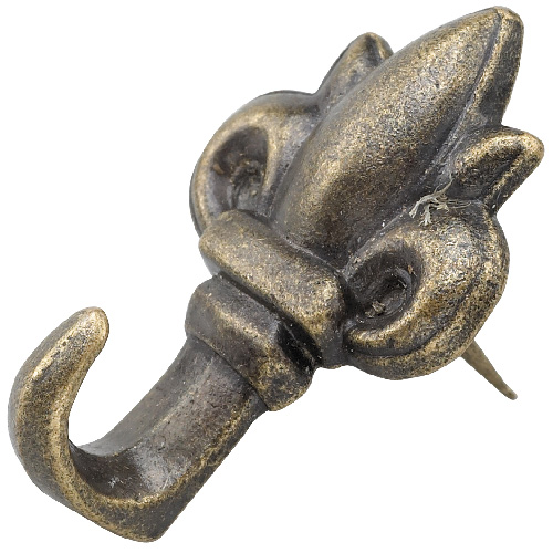 Pushpin Hanger - Fleur - de - lis - Antique Brass - 3/Pk