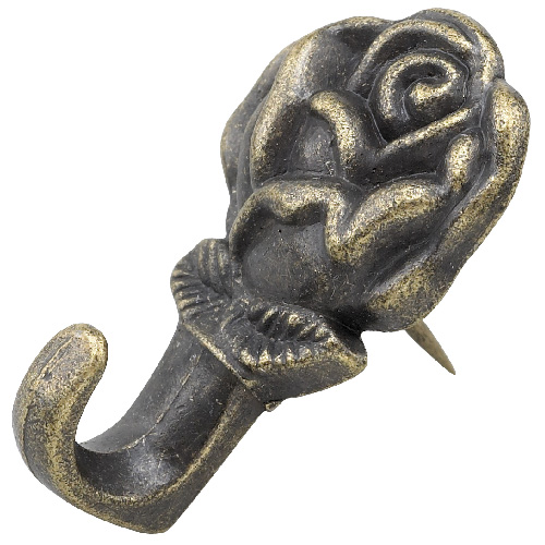 Crochets-épingles décoratif, laiton antique,, Pqt/3