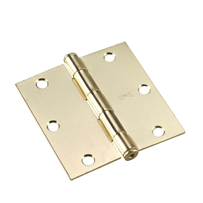 Charnière de porte 3 1/2" en acier fini laiton, paquet de 2