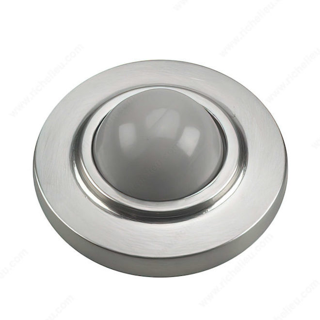 Brushed Nickel Finish Wall Mount Convex Door Stop - 2 1/2"