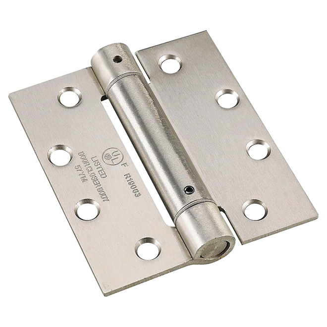 Charnière à ressort ajustable nickel brossé, 4 1/2" x 4"