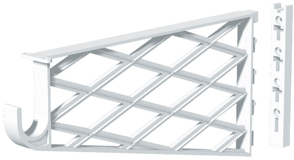 Support de tablette et de tringle, plastique, blanc