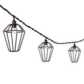 String Lights - Set of 10 LED Lights - Black Metallic Cages