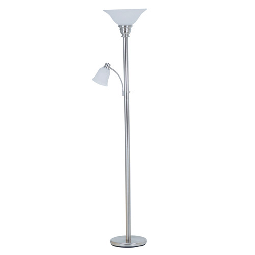 Lampe torchère et lampe de lecture 70", acier brossé