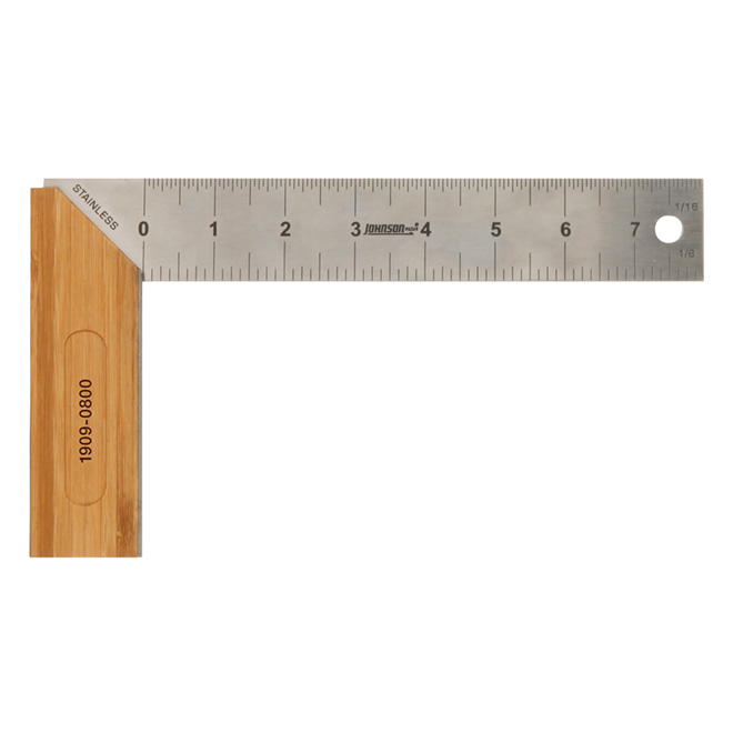 Équerre de menuisier de 8'' en bambou et acier inoxydable