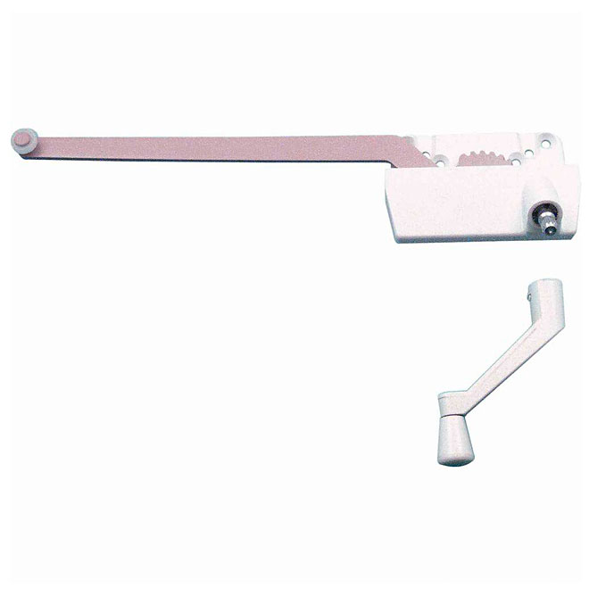Manivelle à bras simple pour fenêtre à battants, blanc