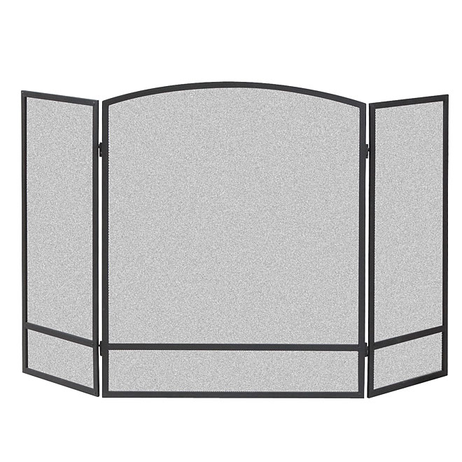 3-Panel Arch Fireplace Screen - Black