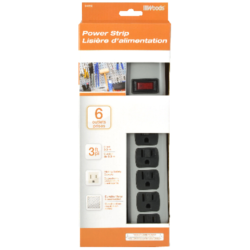 Lisière à 6 prises de 3', gris