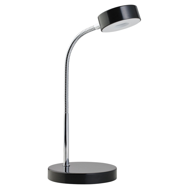 Lampe de bureau à DEL, 15 3/4 po, noir/chrome