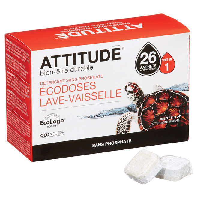 Détergent pour lave-vaisselle sans phosphate, 26 sachets