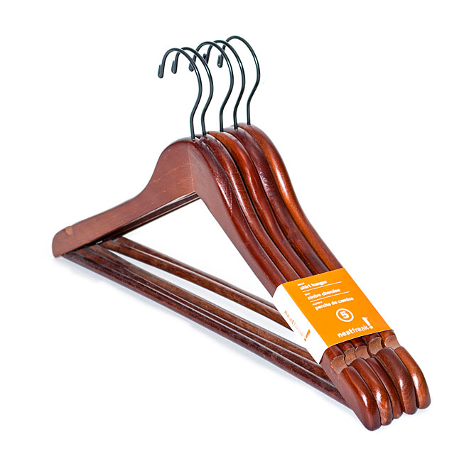 Contoured Wood Hangers - Espresso - 5-Pack