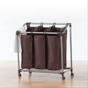 Triple panier à linge Everfresh(MD), tissu/métal, brun