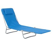 Chaise longue de patio, pliante, bleu