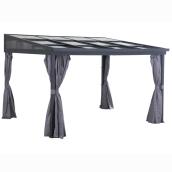 Abri-soleil mural rétractable avec rideaux, 10' x 12', gris/noir