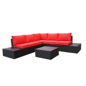 Patio Conversation Set - Shanghai - Red/Black - 5 Places