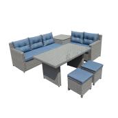 Patio Conversation Set - Banff - Grey/Blue - 7 Places