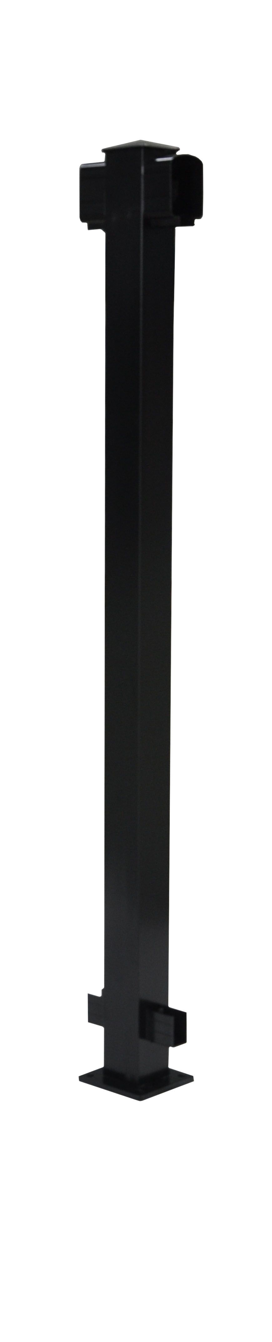 Poteau intermédiaire en aluminium pour clôture, 42 po, noir