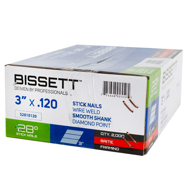 Framing Nails - Strip - 3" - 28° - Box of 2000