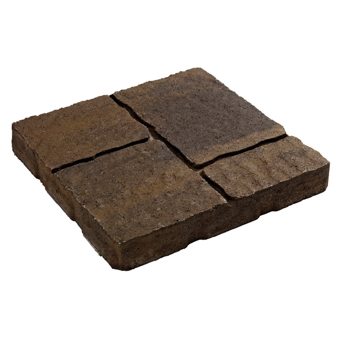 Dalle de pavé en pierre « Quadral » de 16 po x 16 po, terre