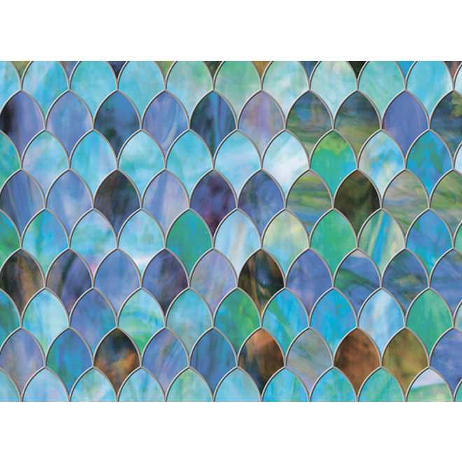 Static-Cling Widow Film- Peacock - 32.25" x 78" - Blue/Green