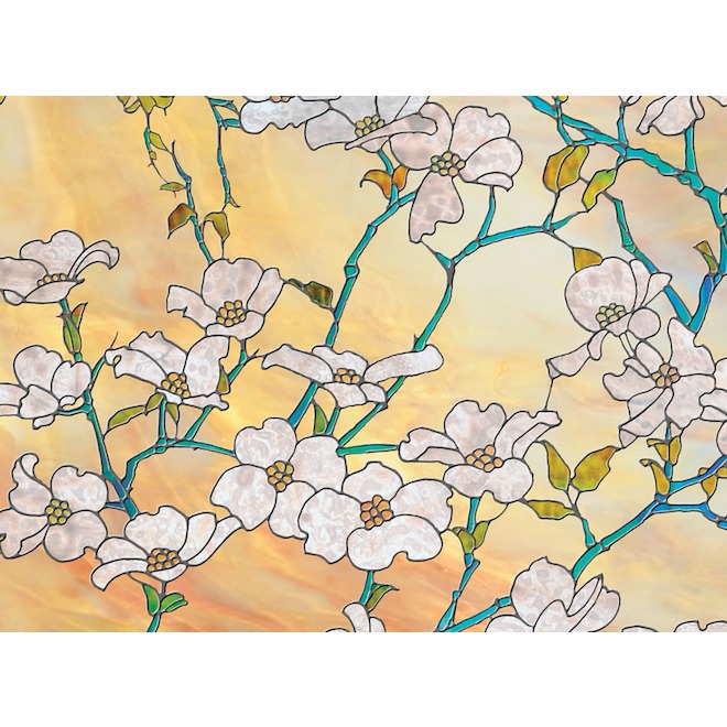 Static-Cling Window Film -Dogwood - 32.25" x 78"- Gold/Green