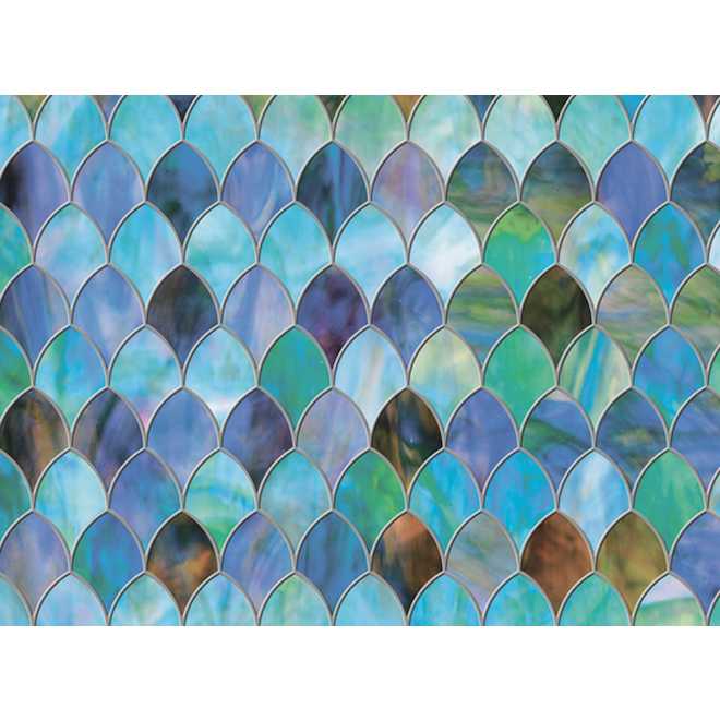 Pellicule électrostatique, paon, 11,5" x 78", bleu/vert
