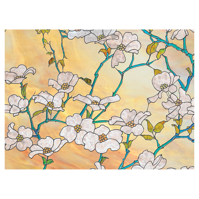 Static-Cling Window Film - Dogwood - 11.5" x 78"- Gold/Green
