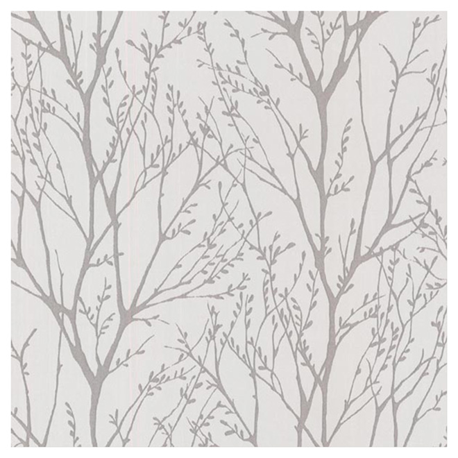 Papier peint à motif de saules, 20" x 33', gris