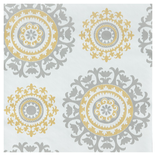 Wallpaper - Suzani style - 20.5" x 18' - Grey/Yellow
