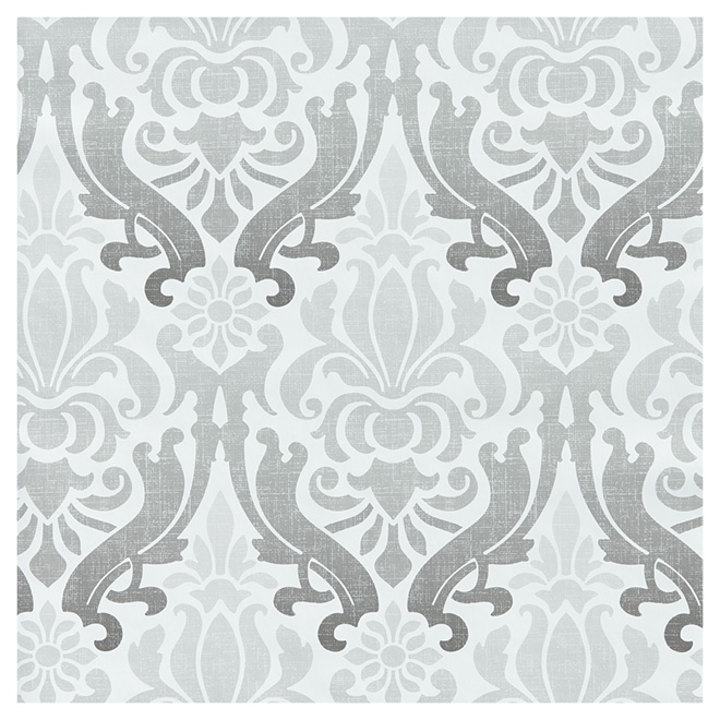 Wallpaper - Damask Design - 20.5" x 18' - Grey