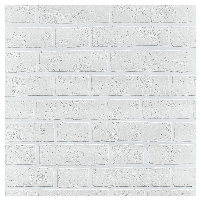 Papier peint à peindre, briques, 20,5" x 33', blanc