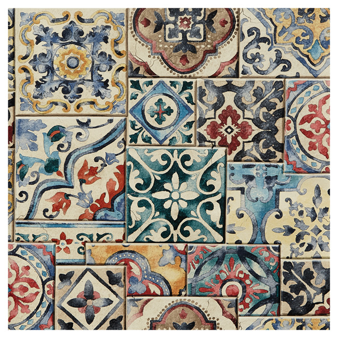 Wallpaper-Marrakesh Style - 20.5" x 33' - Red/Blue