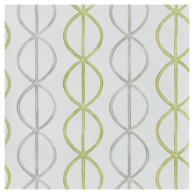 Papier peint à motif de spirales, 20,5" x 33', vert/gris