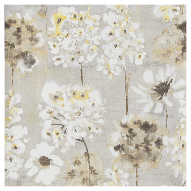 Papier peint fleuri 20,5" x 33', jaune/gris