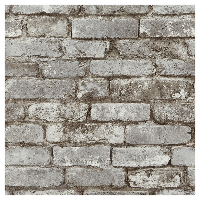 Papier peint allure de briques, 20,5" x 33', taupe