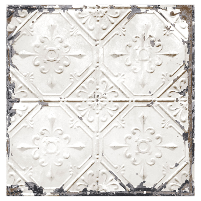Papier peint de style plafond en étain, 20,5" x 33', blanc