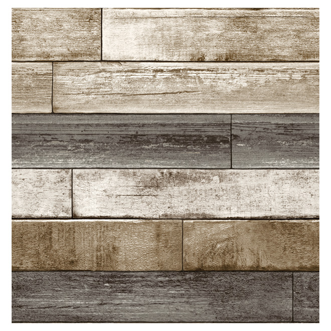 Wallpaper - Weathered Planking - 20.5" x 33' - Taupe/Grey