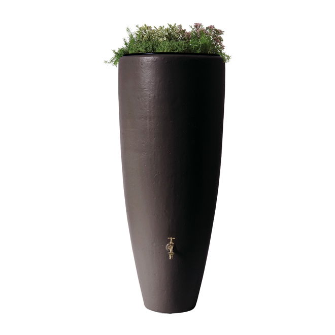 Baril de pluie et jardinière 2 en 1 de 300 l, moka