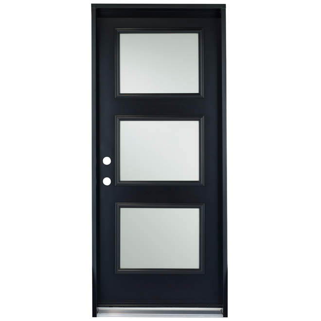 Porte en acier à 3 panneaux, 34", droite, noir