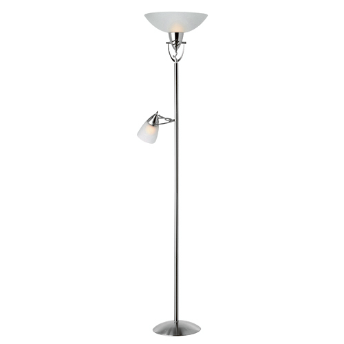 Lampe torchère et lampe de lecture 71", argent/blanc