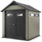 Fusion Garden Shed - 7 1/2' x 7' - Beige/Black
