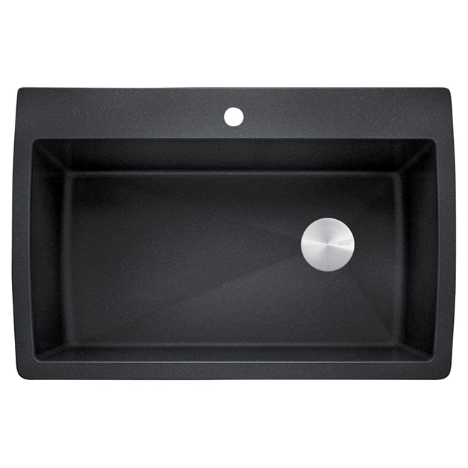 Évier en granite à 1 cuve, dessus/dessous, 31 1/2", charbon