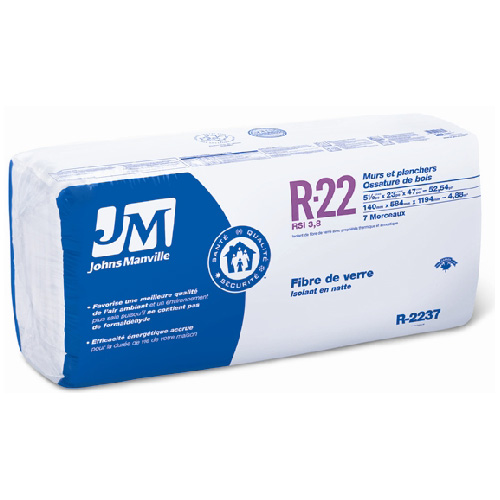 Isolant en fibre de verre R22, 52.55 pi.ca.