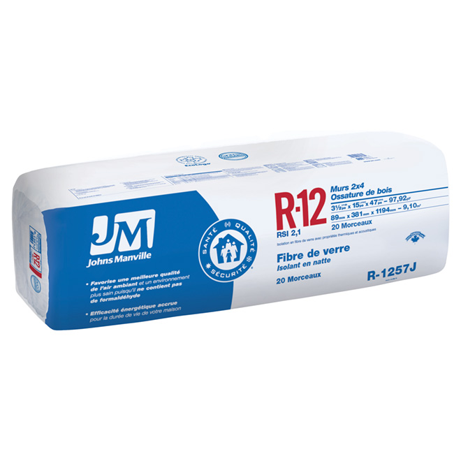Isolant de construction en fibre de verre R12, brun