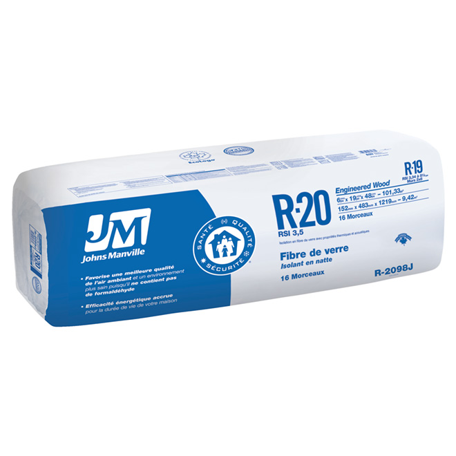 Isolant en fibre de verre R20, 101.33 pi.ca.
