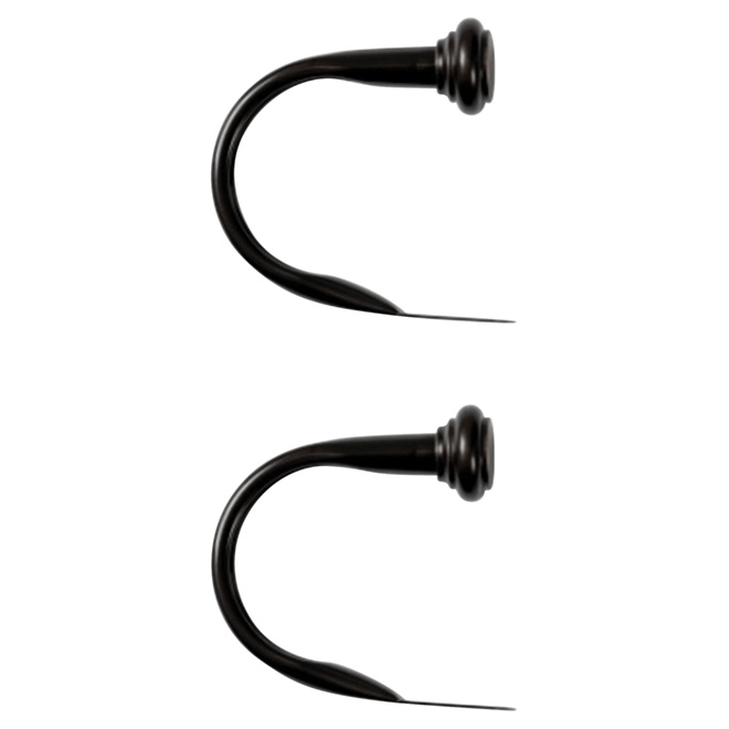 Embrasses de rideaux avec embouts, noir, paquet de 2